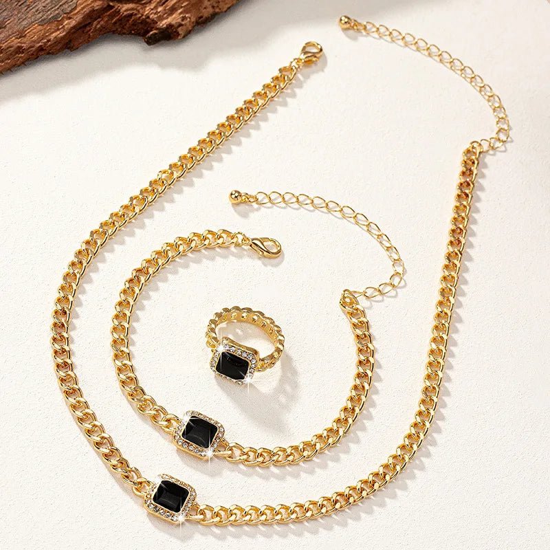 Ramona Square Diamond Necklace, Bracelet & Ring Set