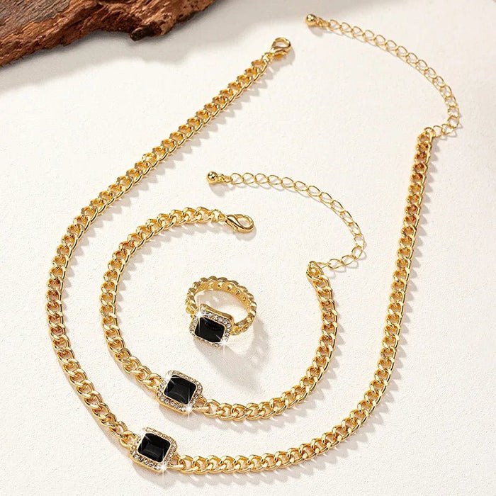 Ramona Square Diamond Necklace, Bracelet & Ring Set