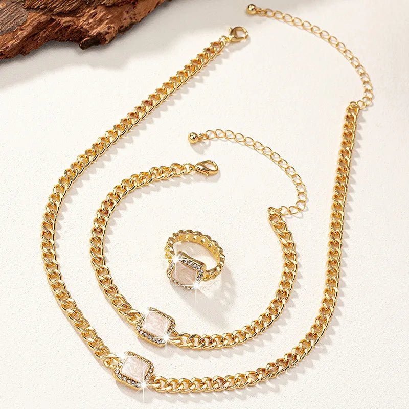 Ramona Square Diamond Necklace, Bracelet & Ring Set