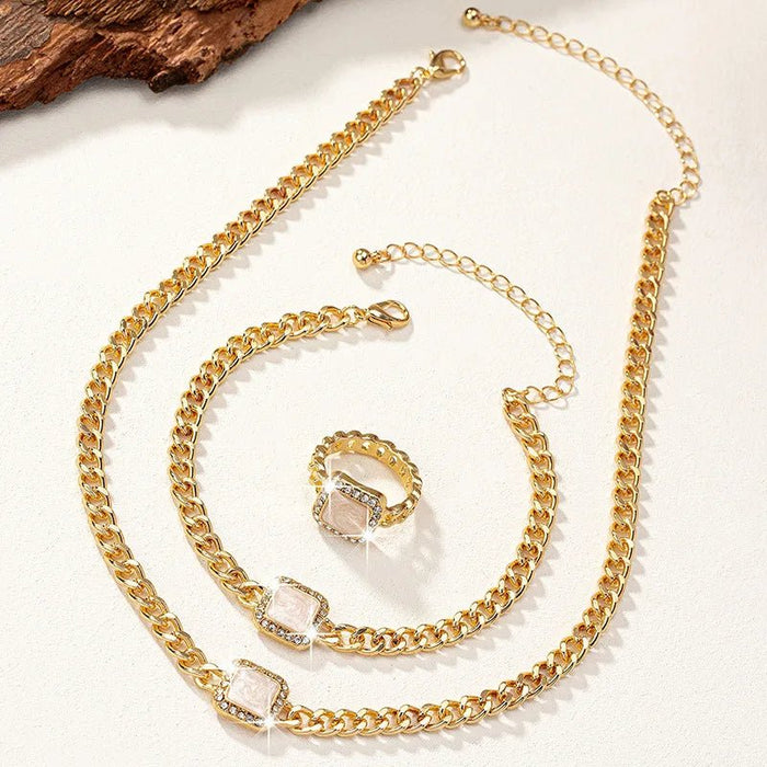 Ramona Square Diamond Necklace, Bracelet & Ring Set