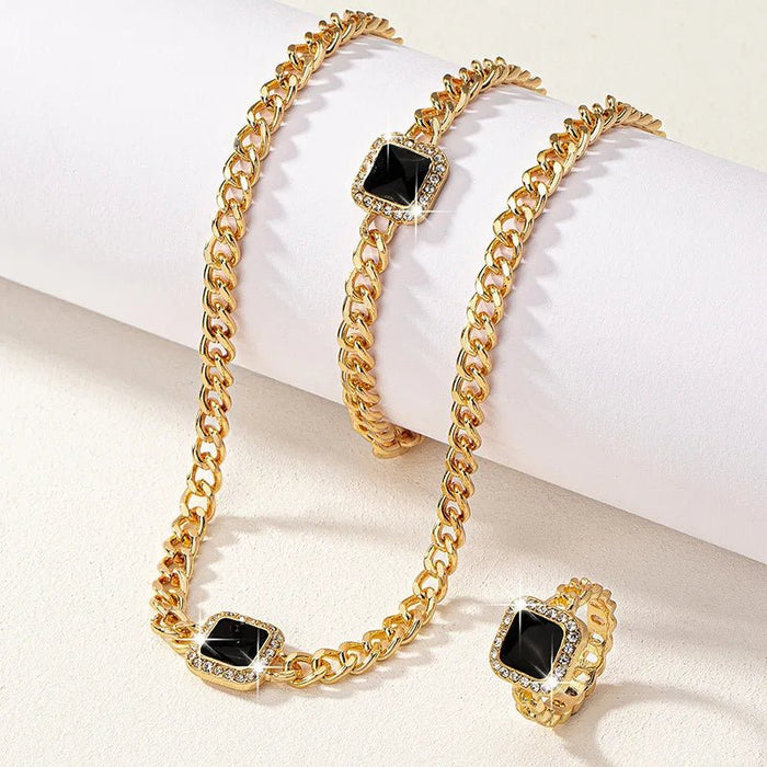 Ramona Square Diamond Necklace, Bracelet & Ring Set