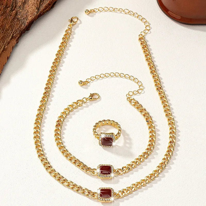 Ramona Square Diamond Necklace, Bracelet & Ring Set