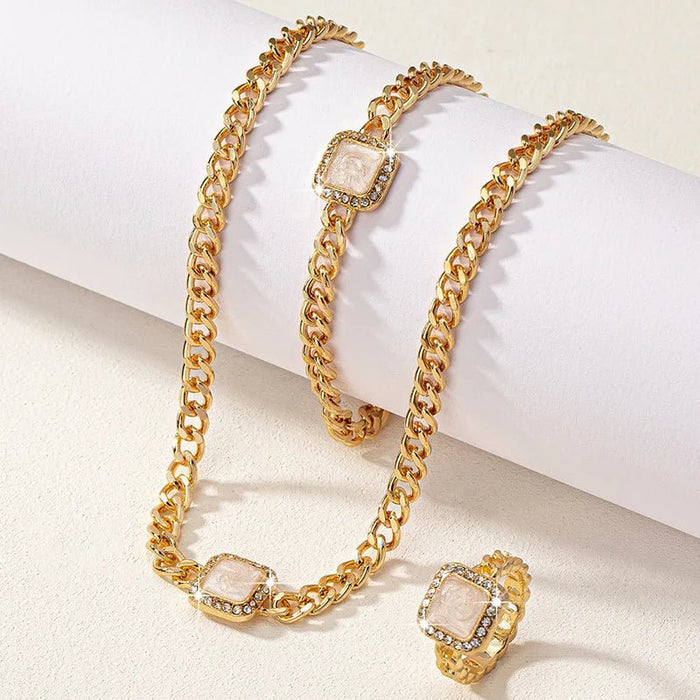 Ramona Square Diamond Necklace, Bracelet & Ring Set