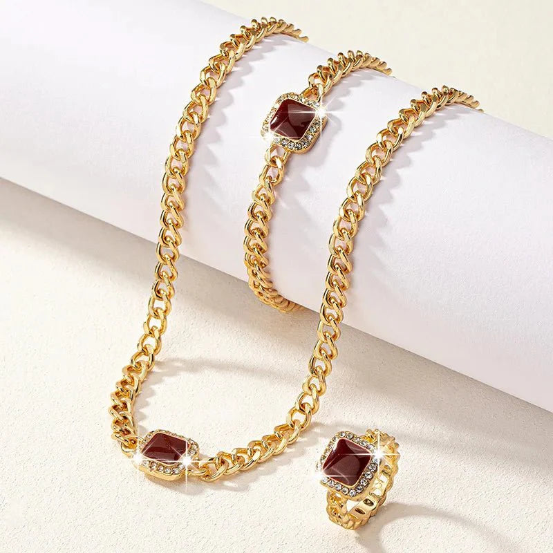 Ramona Square Diamond Necklace, Bracelet & Ring Set