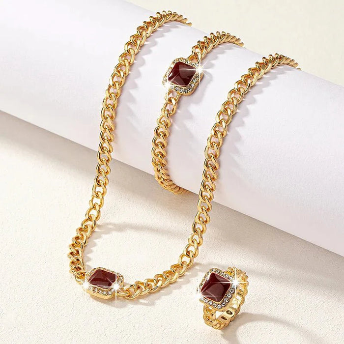 Ramona Square Diamond Necklace, Bracelet & Ring Set