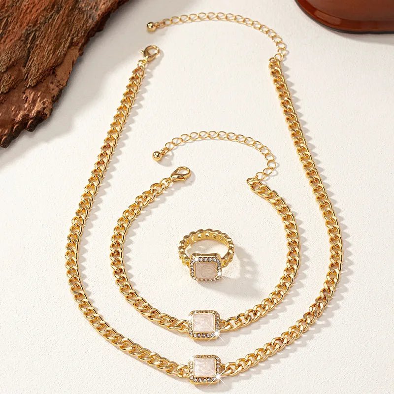 Ramona Square Diamond Necklace, Bracelet & Ring Set