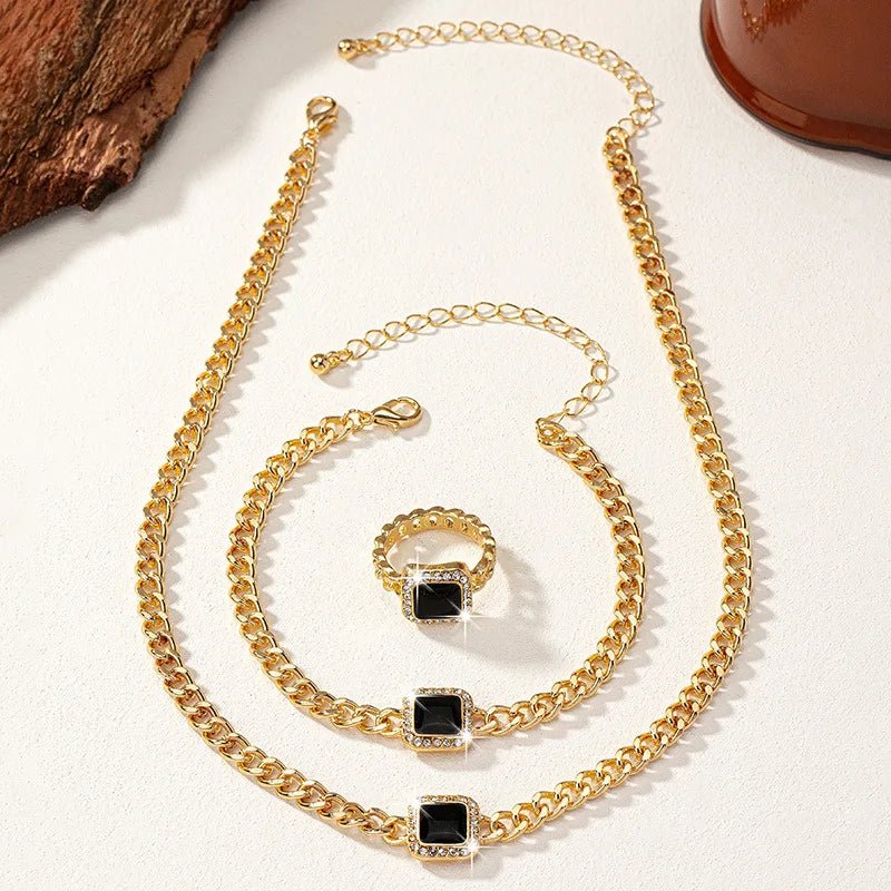 Ramona Square Diamond Necklace, Bracelet & Ring Set