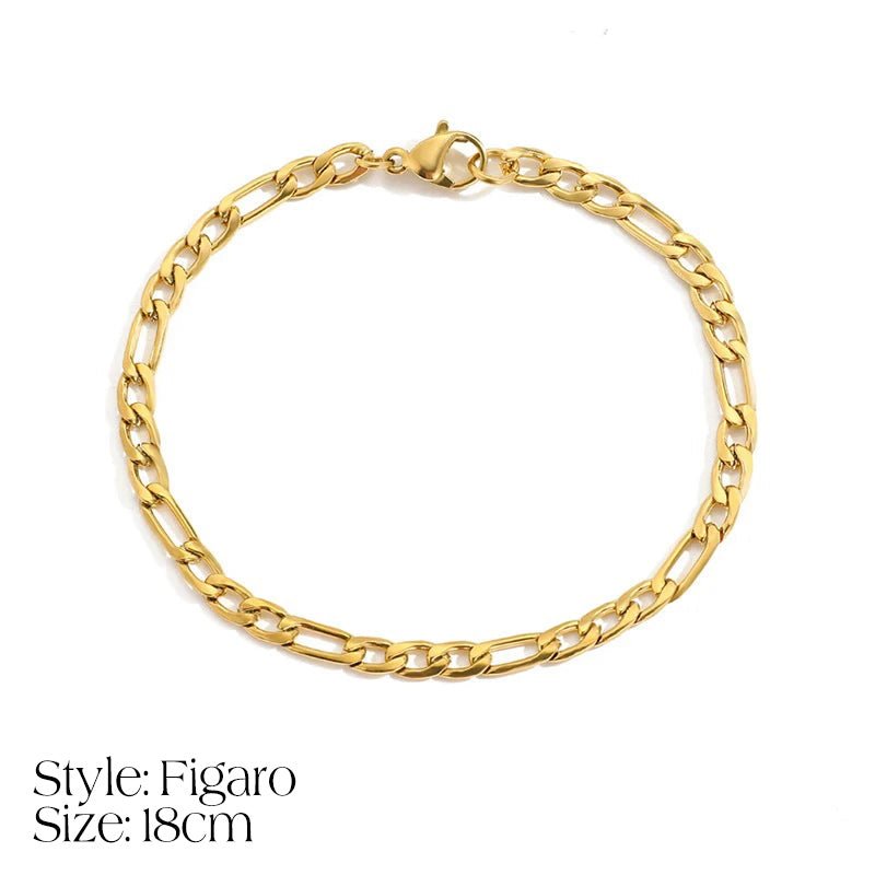Iona Dainty Cuban Figaro Chain Letter Initial Bracelet