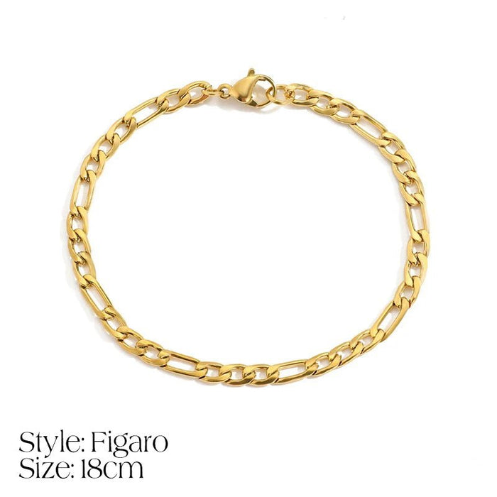 Iona Dainty Cuban Figaro Chain Letter Initial Bracelet