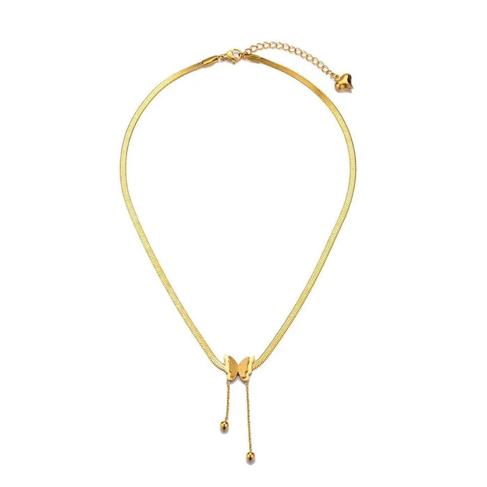 Ailsa Dainty Herringbone Butterfly Drop Necklace