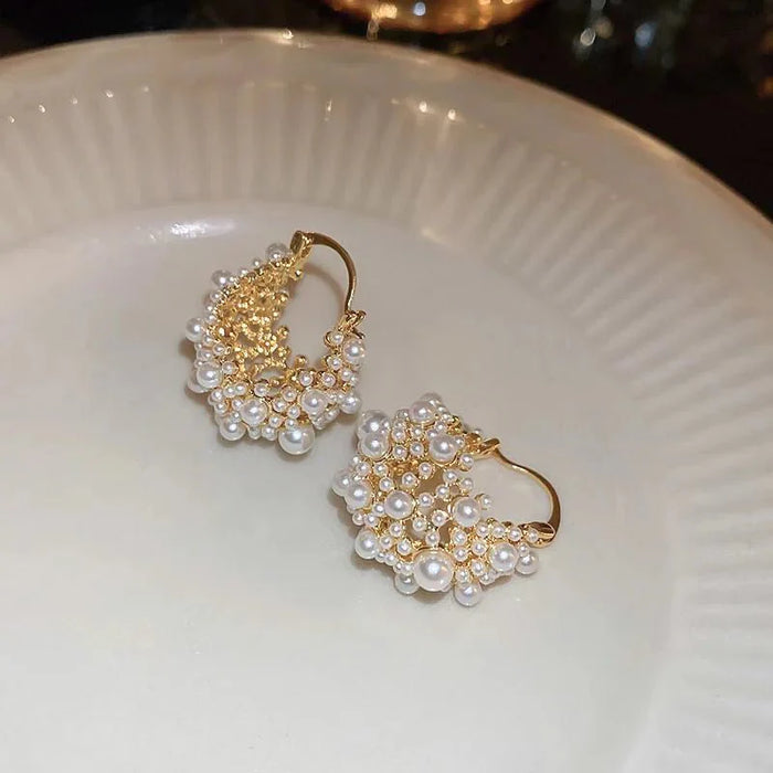 Erica Dainty Statement Pearl Hoop Earrings