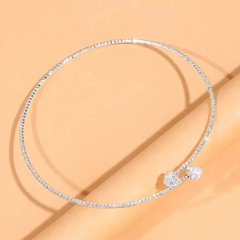 Liliana Crystal Heart Open Choker Necklace