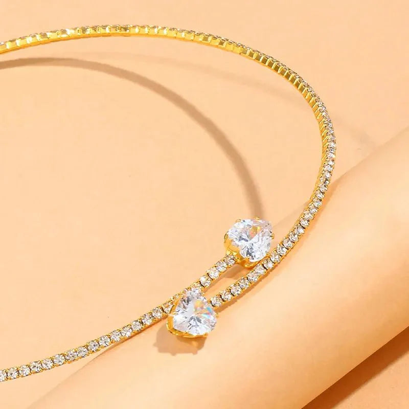 Liliana Crystal Heart Open Choker Necklace