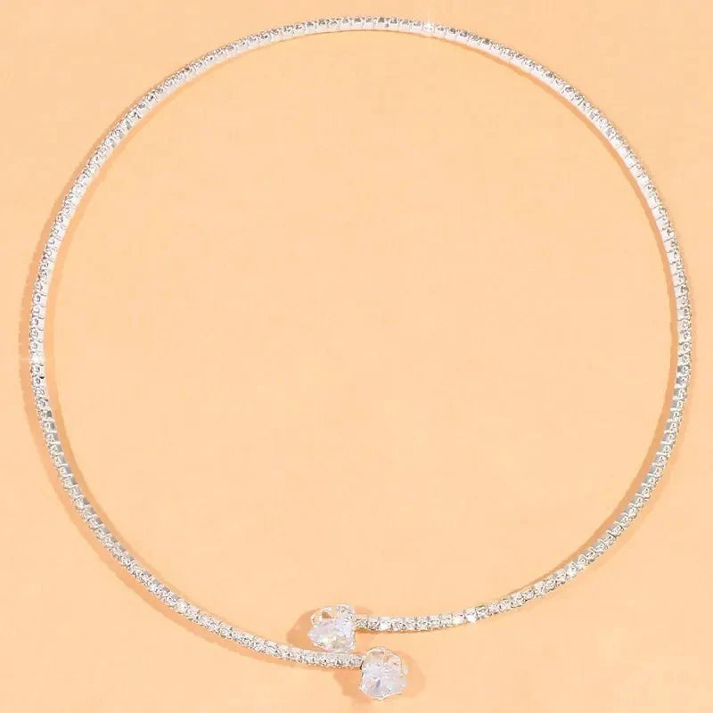 Liliana Crystal Heart Open Choker Necklace