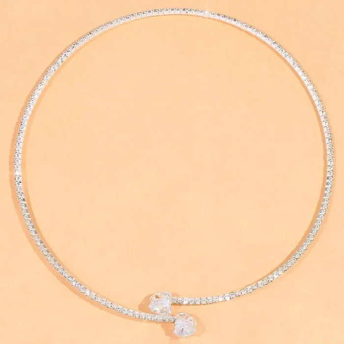 Liliana Crystal Heart Open Choker Necklace