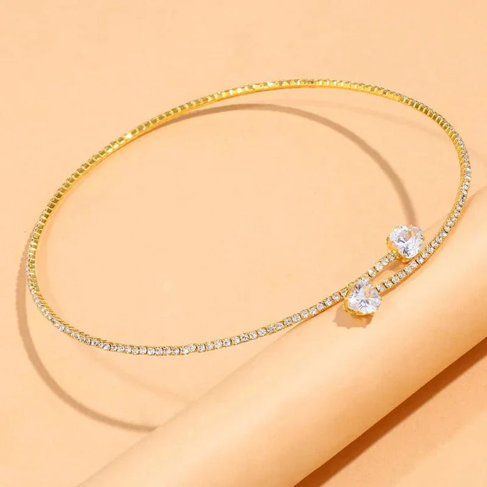 Liliana Crystal Heart Open Choker Necklace