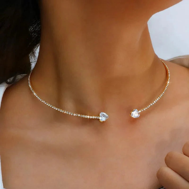 Liliana Crystal Heart Open Choker Necklace