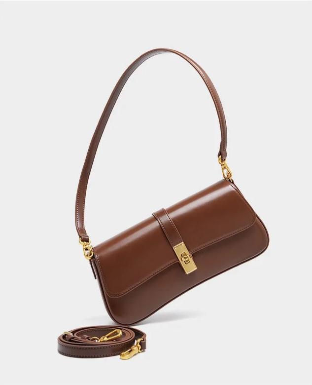 Zenith | Leather Baguette Bag with Detachable Strap-Crossbody Bag-Urban Devyne-Urban Devyne