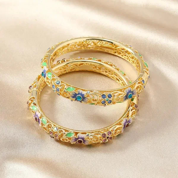 Isobel Diamond Accented Floral Bangles