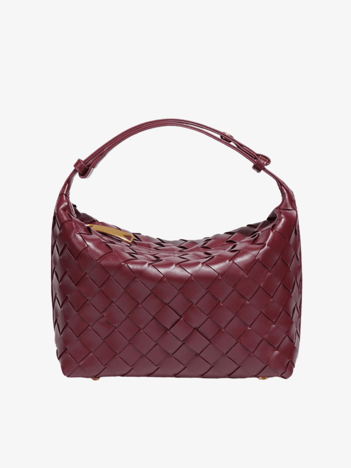 Irene | Woven Leather Tote Bag-Handbags-Urban Devyne-Wine Red-Urban Devyne