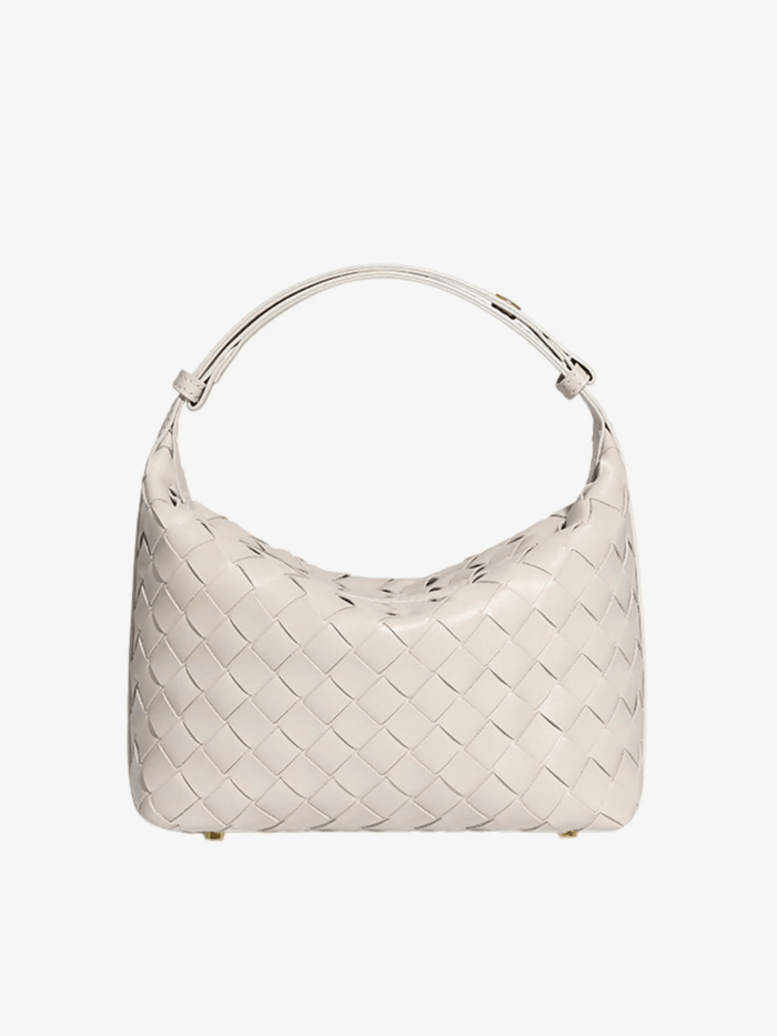 Irene | Woven Leather Tote Bag-Handbags-Urban Devyne-Off-White-Urban Devyne