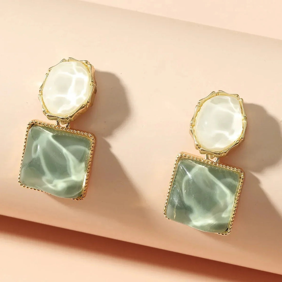 Zuri Geometric Enamel Oval Square Earrings