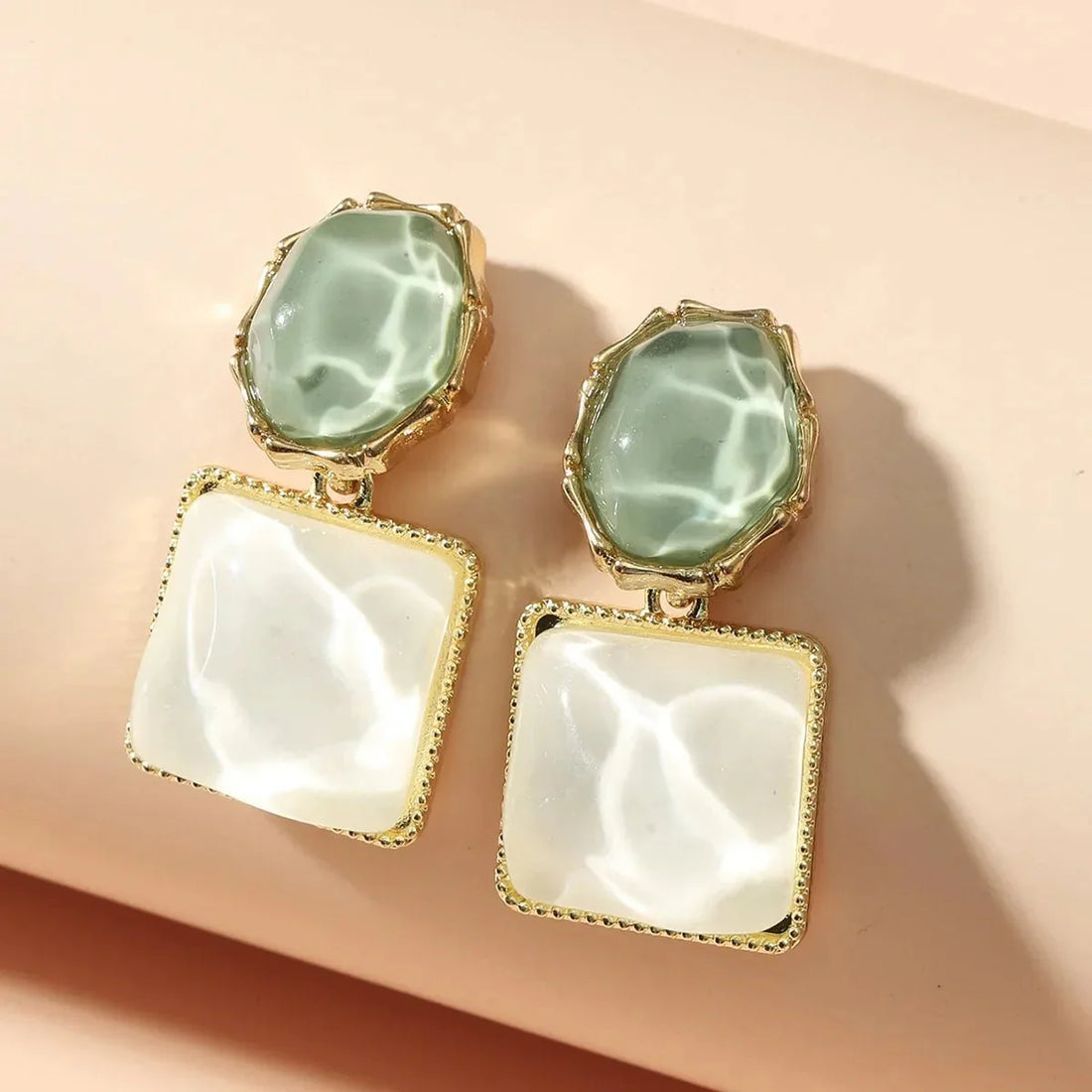 Zuri Geometric Enamel Oval Square Earrings