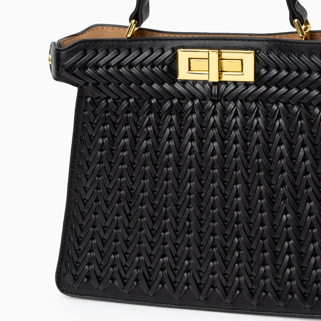 Laurel | Woven Tan Leather Handbag-Handbag-Urban Devyne-Urban Devyne