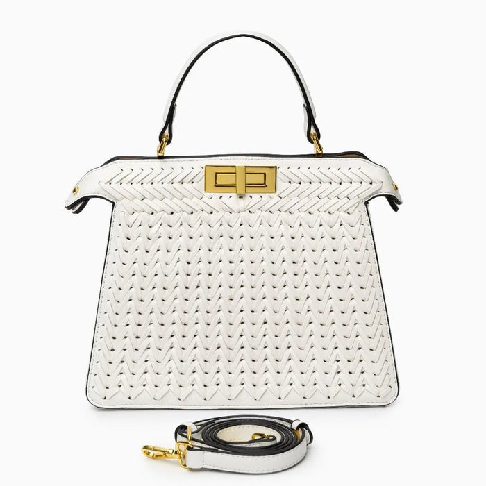 Laurel | Woven Tan Leather Handbag-Handbag-Urban Devyne-Urban Devyne