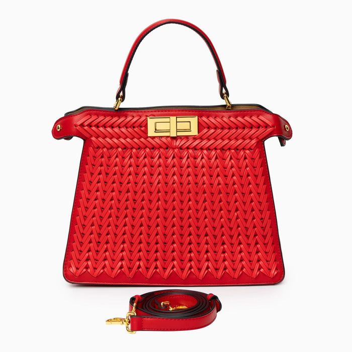 Laurel | Woven Tan Leather Handbag-Handbag-Urban Devyne-Urban Devyne