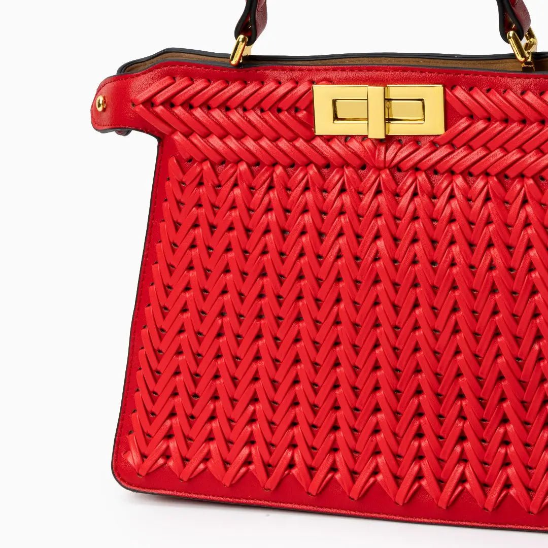 Laurel | Woven Tan Leather Handbag-Handbag-Urban Devyne-Urban Devyne