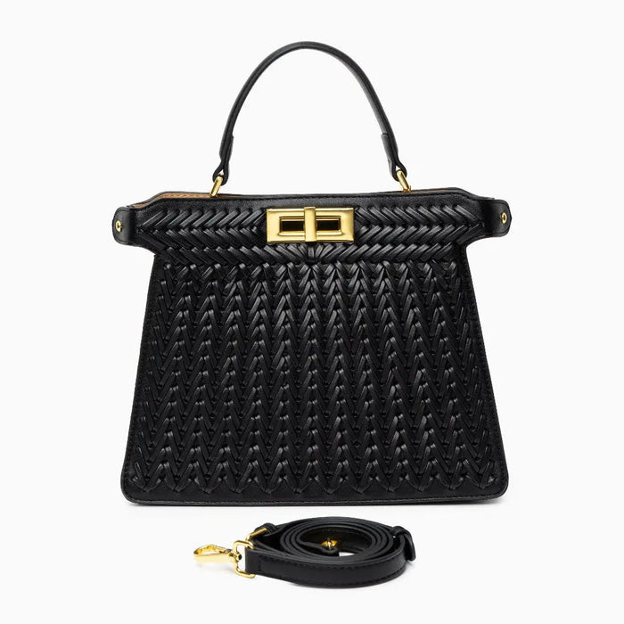 Laurel | Woven Tan Leather Handbag-Handbag-Urban Devyne-Urban Devyne
