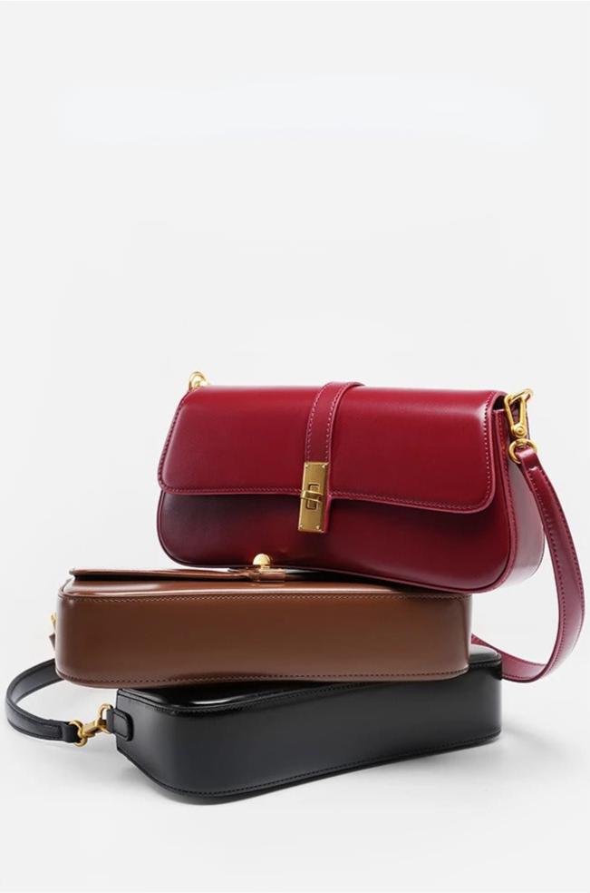 Zenith | Leather Baguette Bag with Detachable Strap-Crossbody Bag-Urban Devyne-Urban Devyne