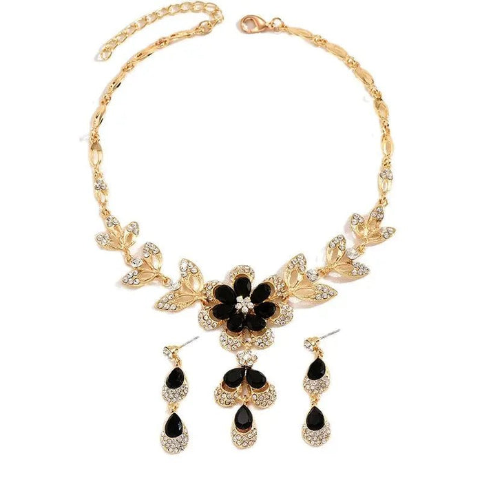 Zinnia Floral Diamond Necklace and Earring Set