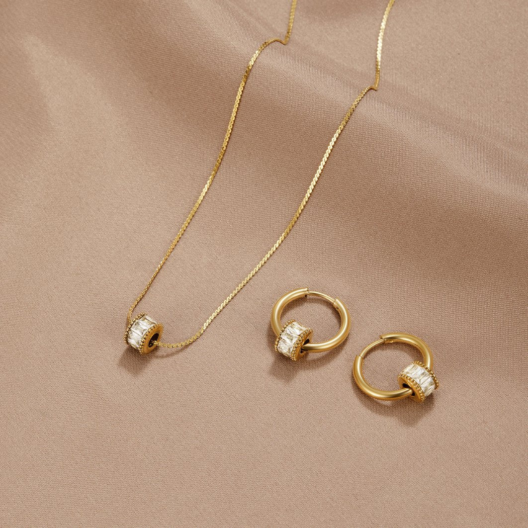 Evelina | Crystal Necklace Set-jewelry-Urban Devyne-18K Gold-Urban Devyne