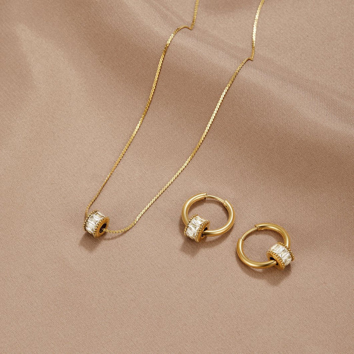 Evelina | Crystal Necklace Set-jewelry-Urban Devyne-18K Gold-Urban Devyne