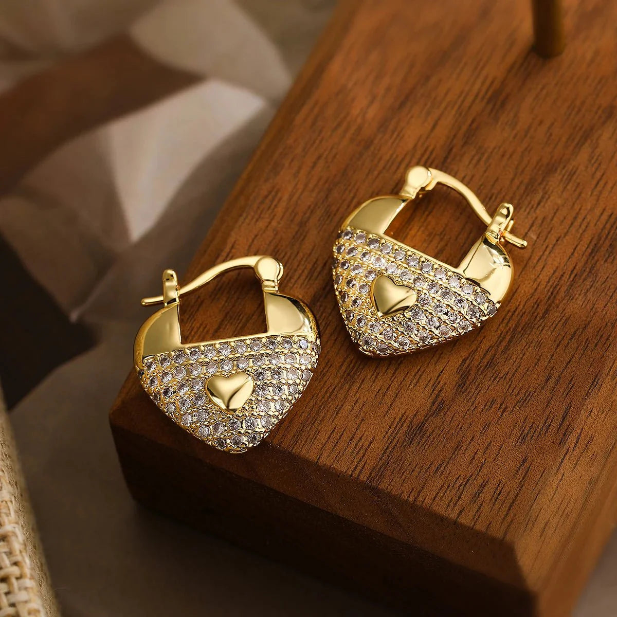 Macie Sparkling Diamond Heart Earrings