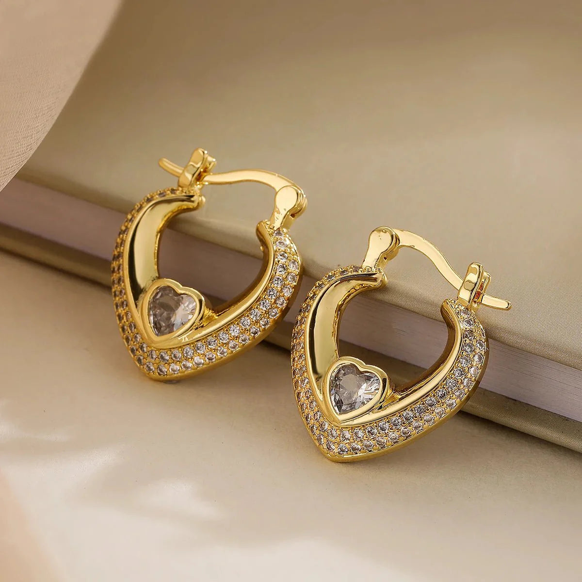 Macie Sparkling Diamond Heart Earrings