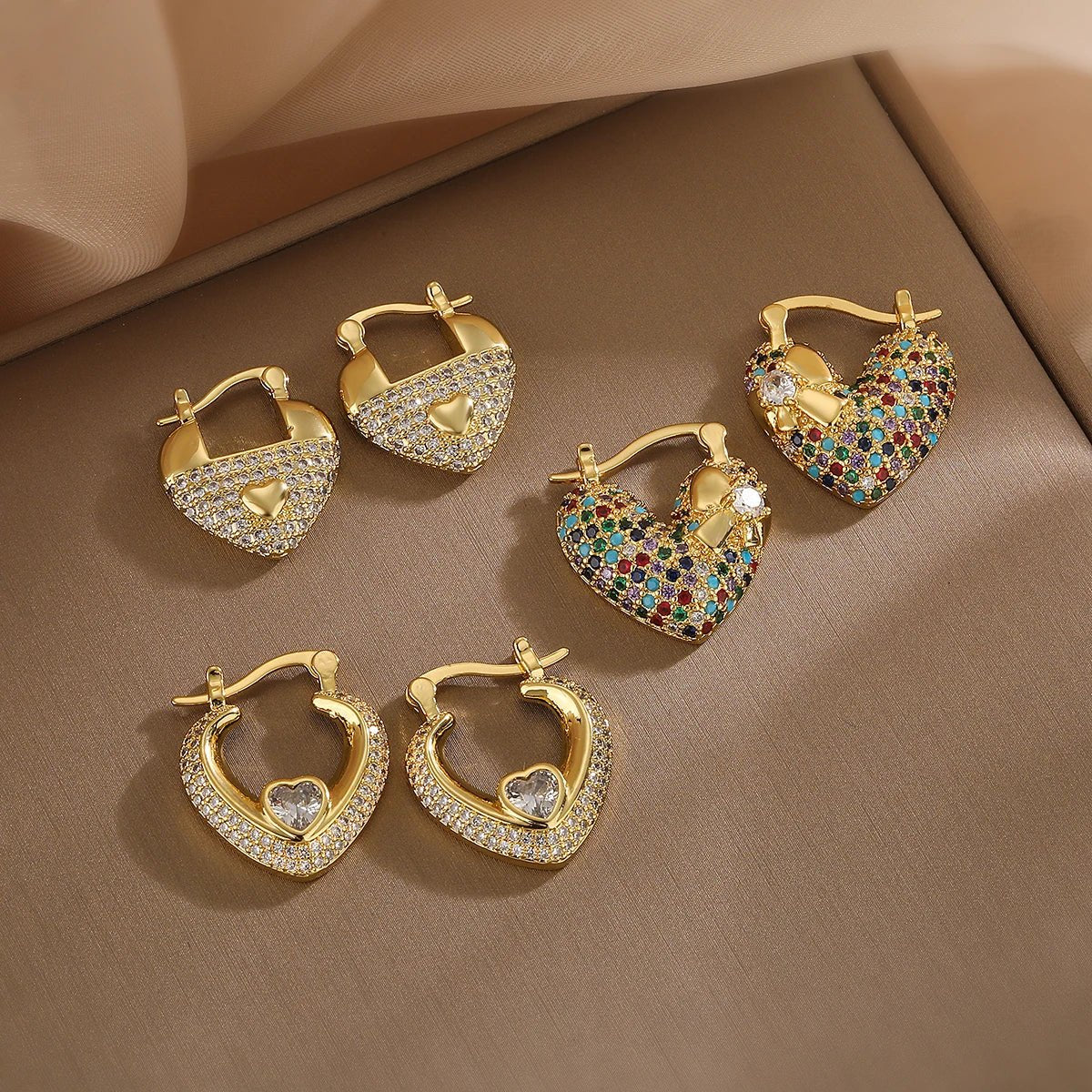 Macie Sparkling Diamond Heart Earrings