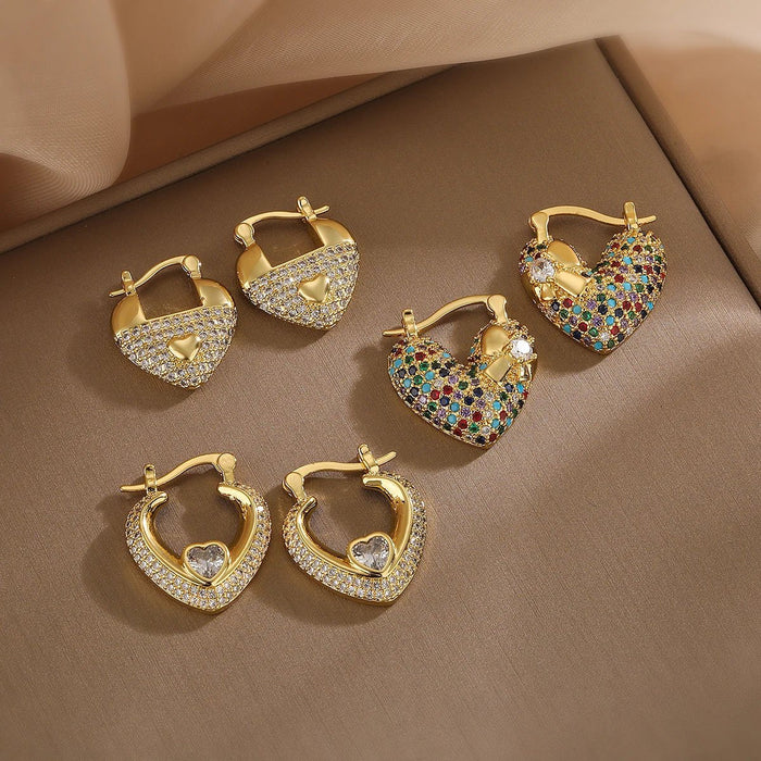 Macie Sparkling Diamond Heart Earrings