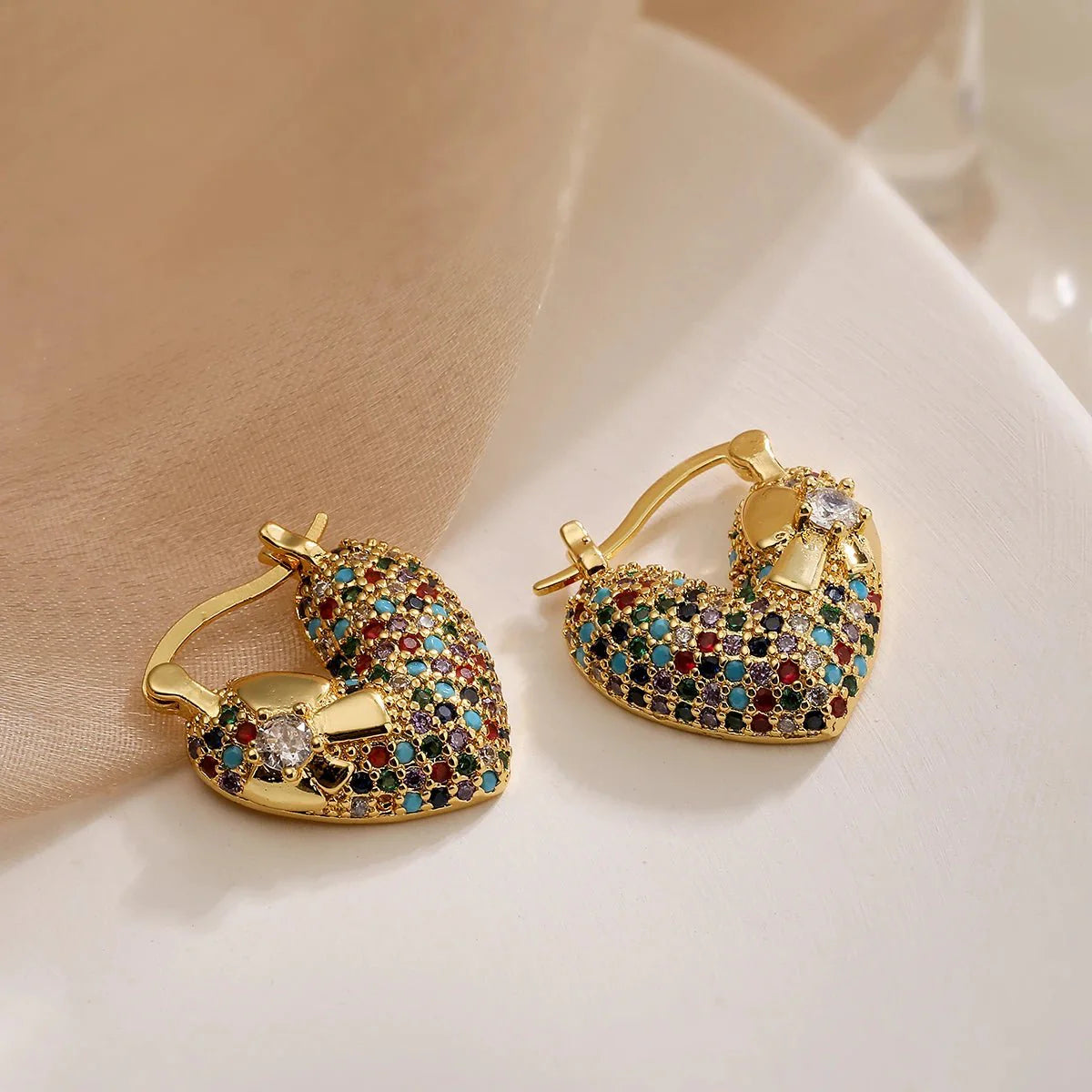 Macie Sparkling Diamond Heart Earrings