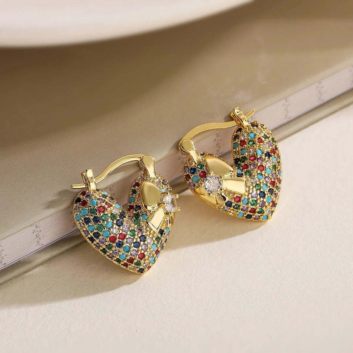 Macie Sparkling Diamond Heart Earrings