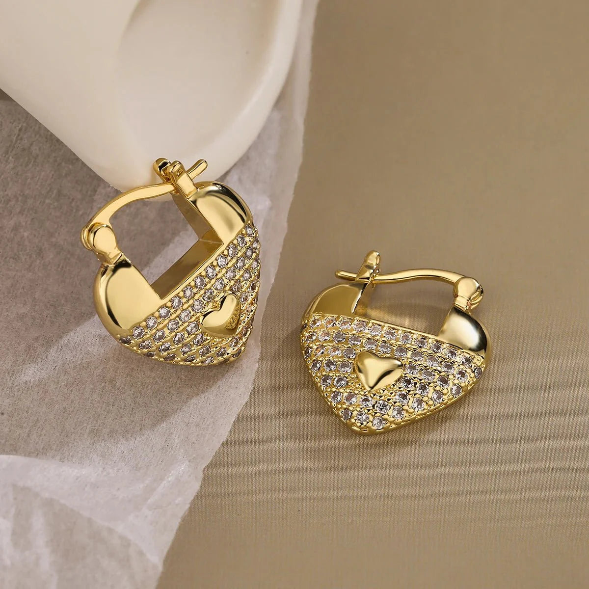 Macie Sparkling Diamond Heart Earrings