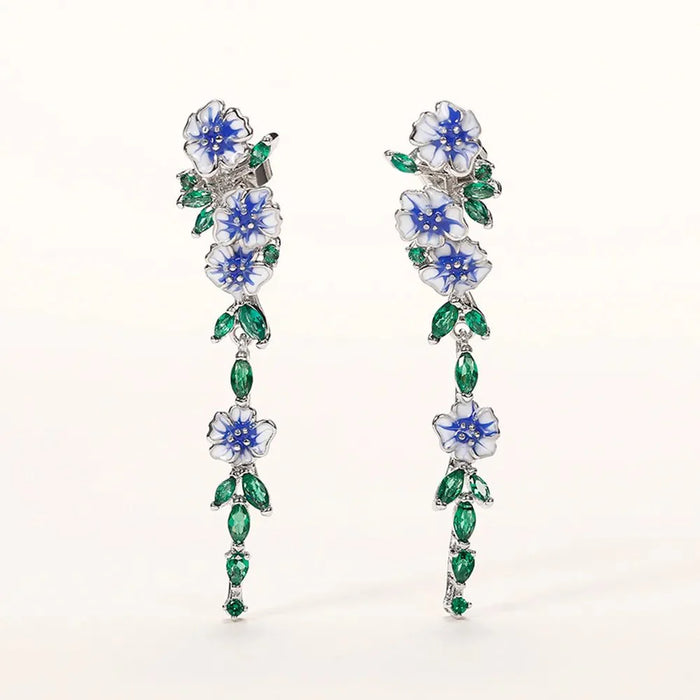 Rosalie Blue Floral Dangling Earrings