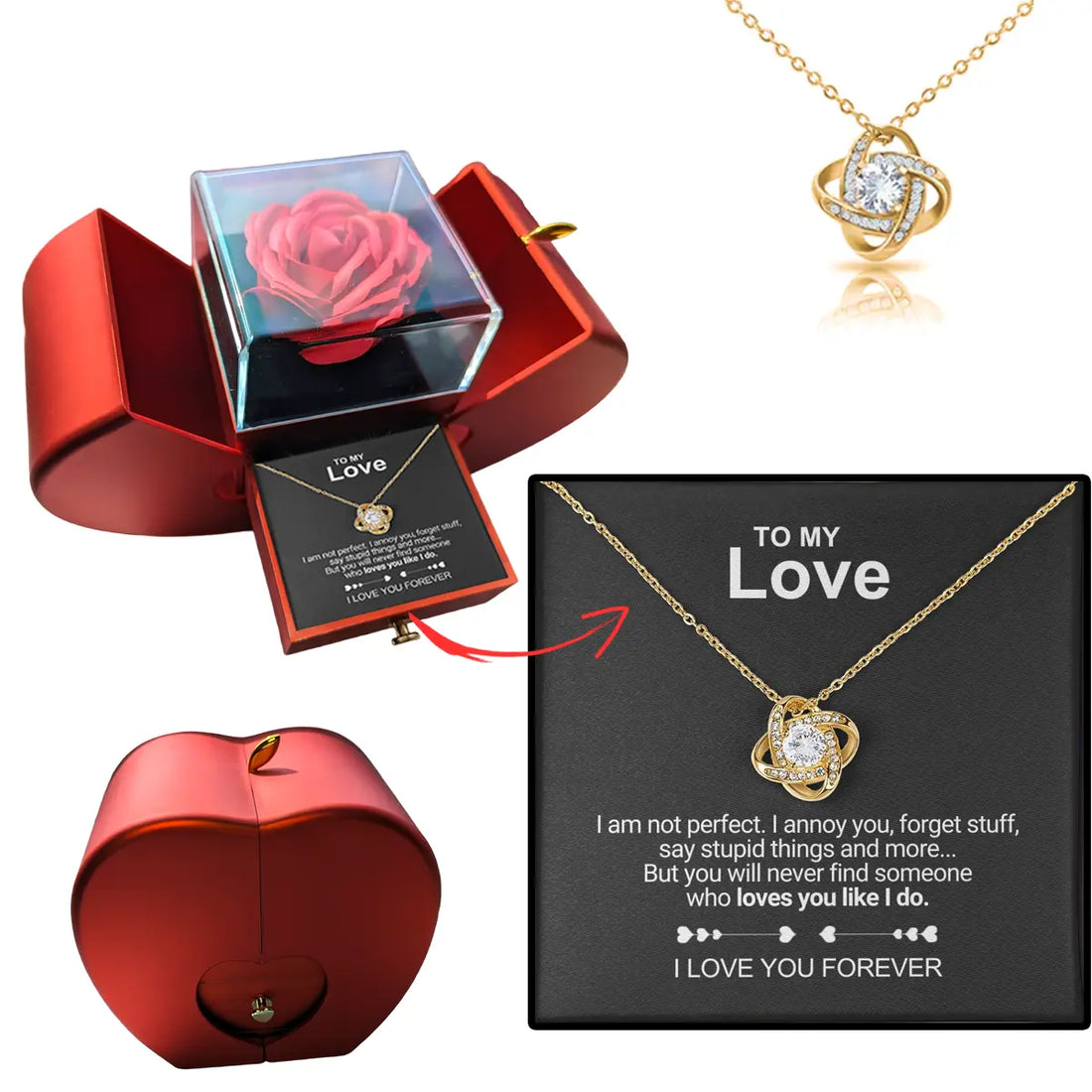 Forever Rose - Heart Box - With Message