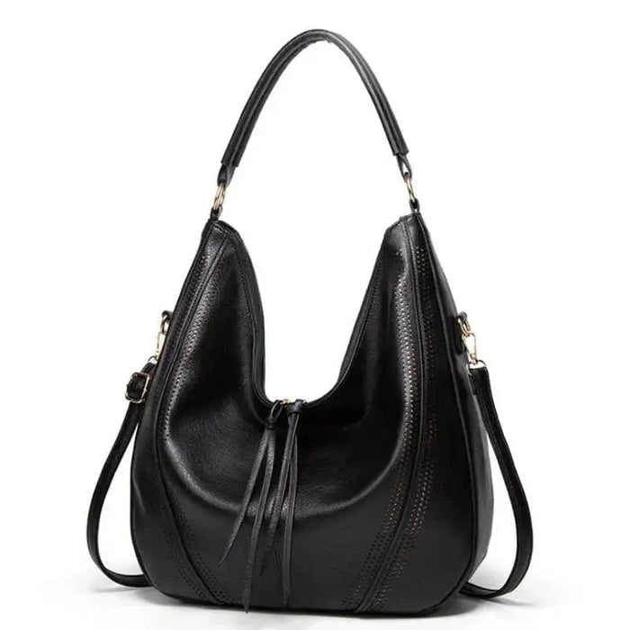 Eden | Vintage Vegan Leather Hobo Bag-Shoulder Bag-Urban Devyne-Black-Urban Devyne