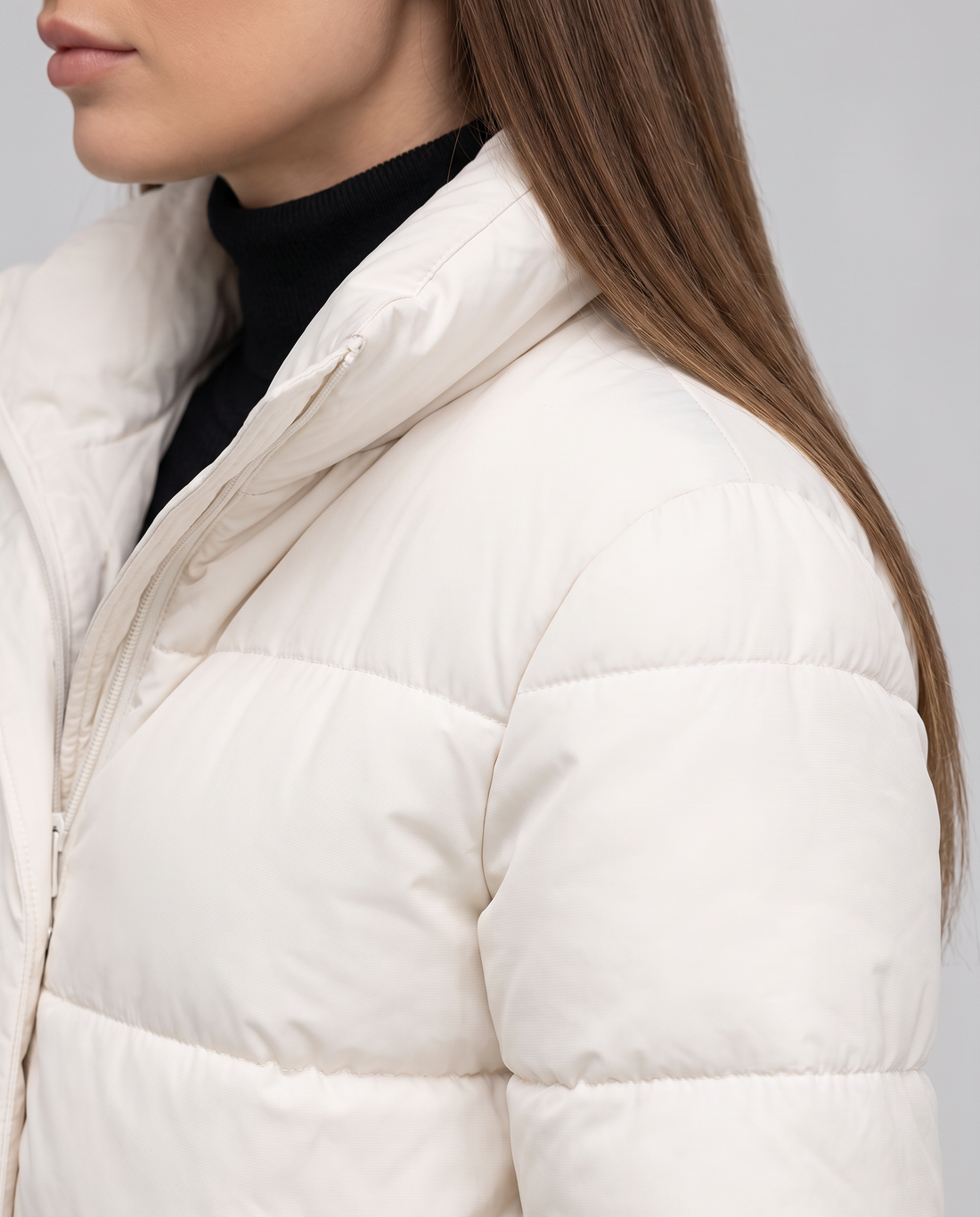 Elise | Hooded Black Quilted Puffer Coat