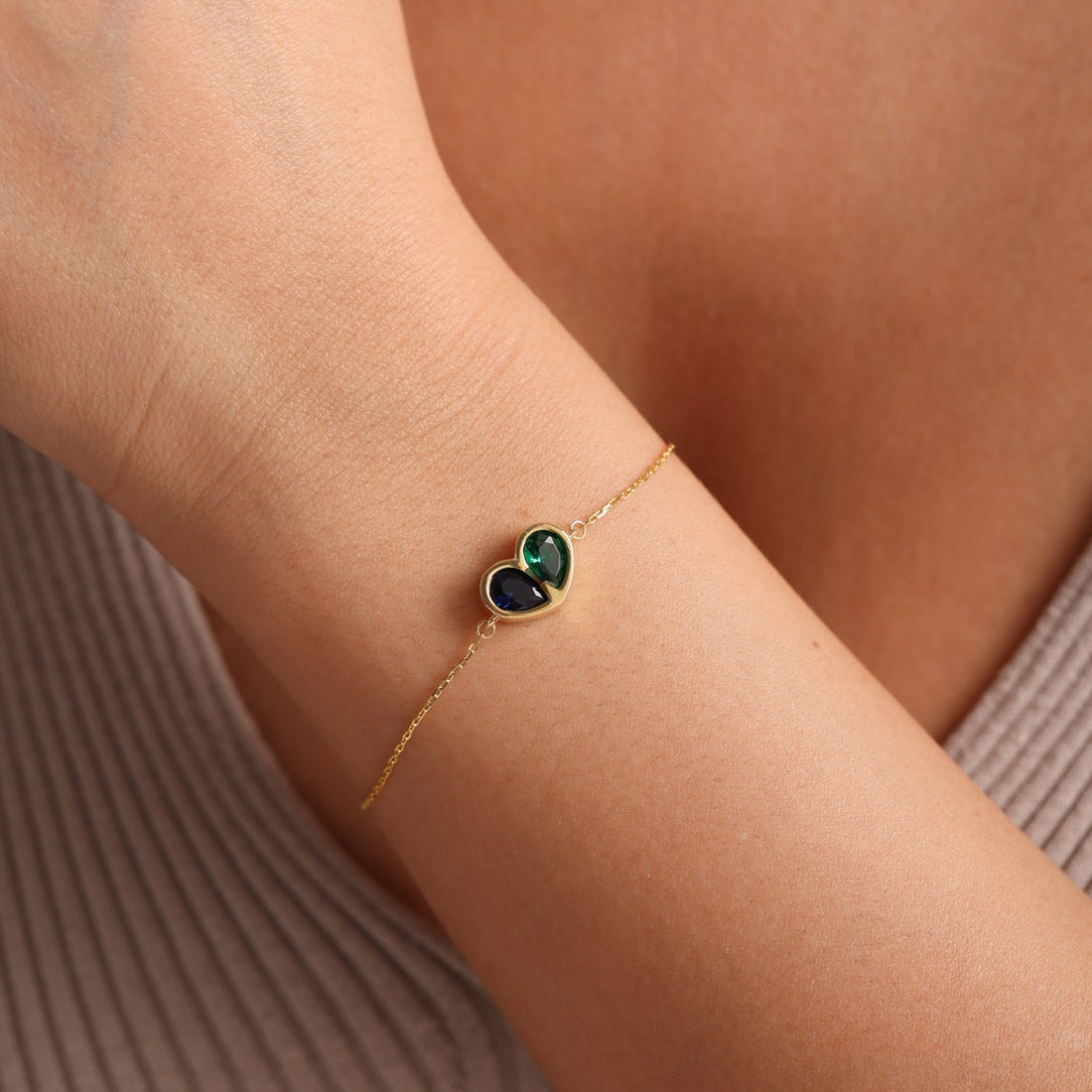 Jolie Personalized Birthstone Heart Necklace & Bracelet