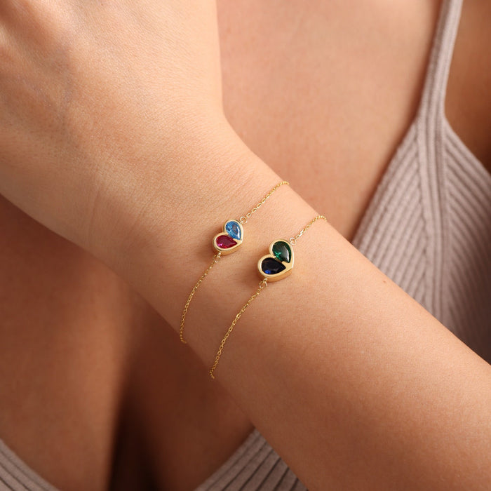 Jolie Personalized Birthstone Heart Necklace & Bracelet