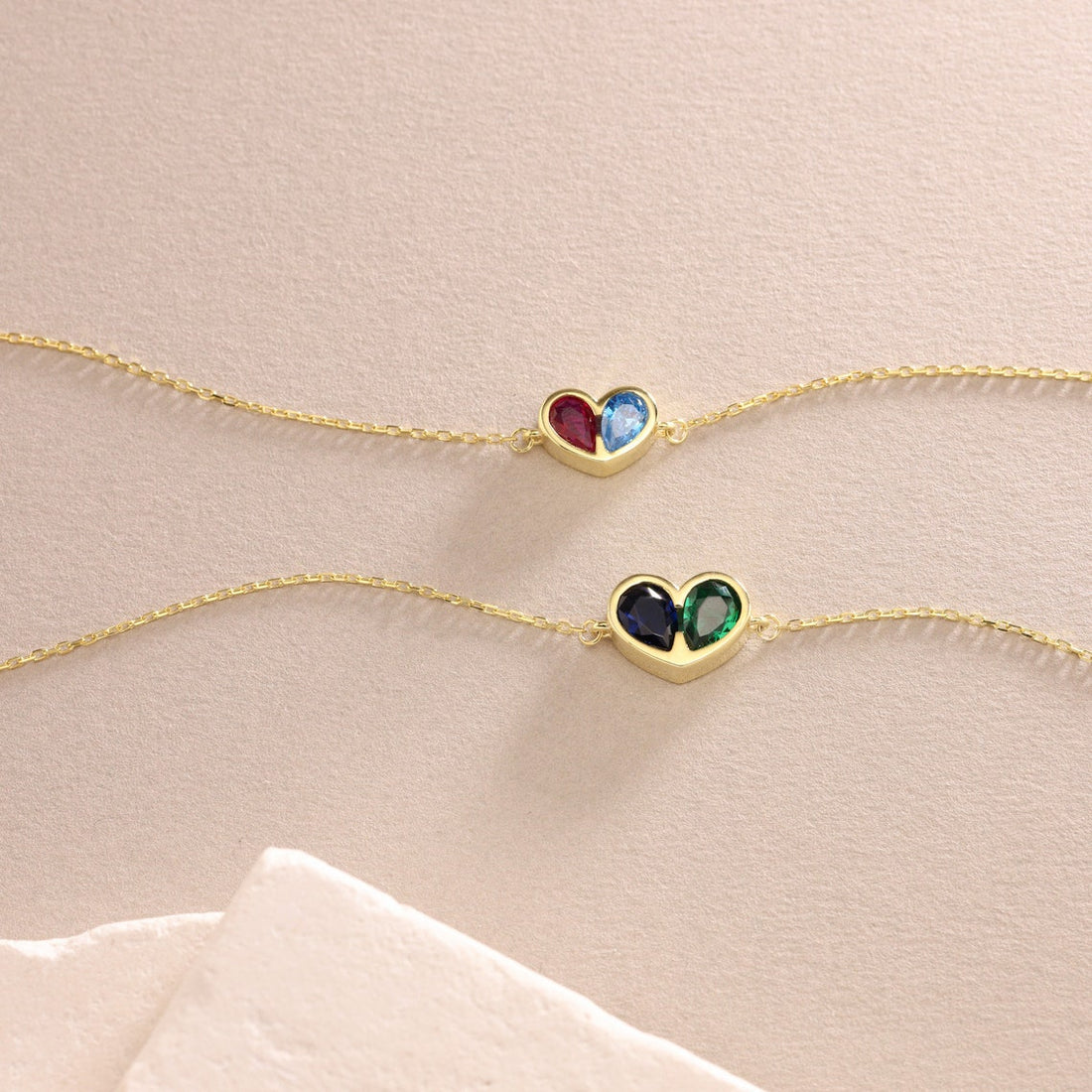 Jolie Personalized Birthstone Heart Necklace & Bracelet